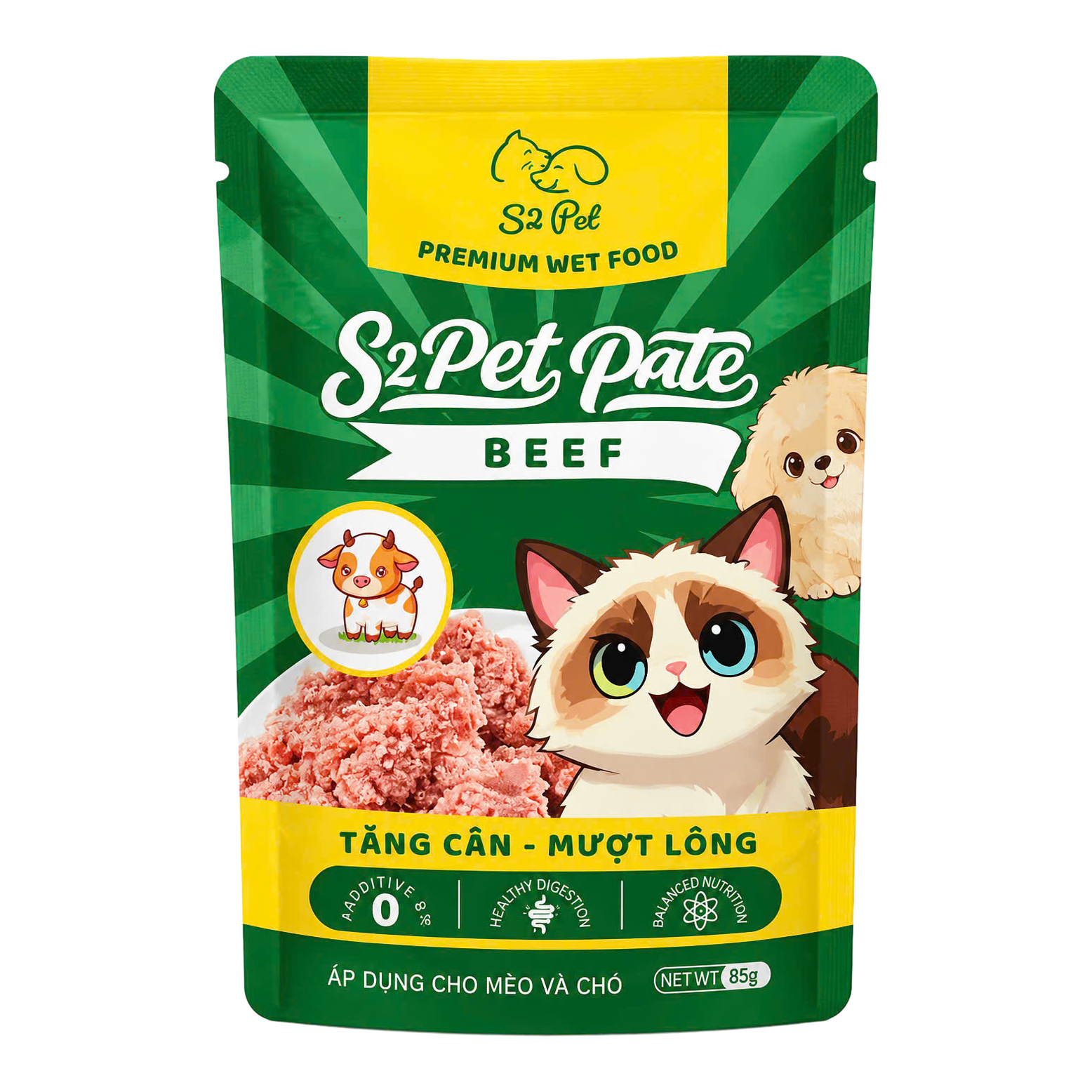 Pate S2 Cho Mèo Vị Bò Gói 80g