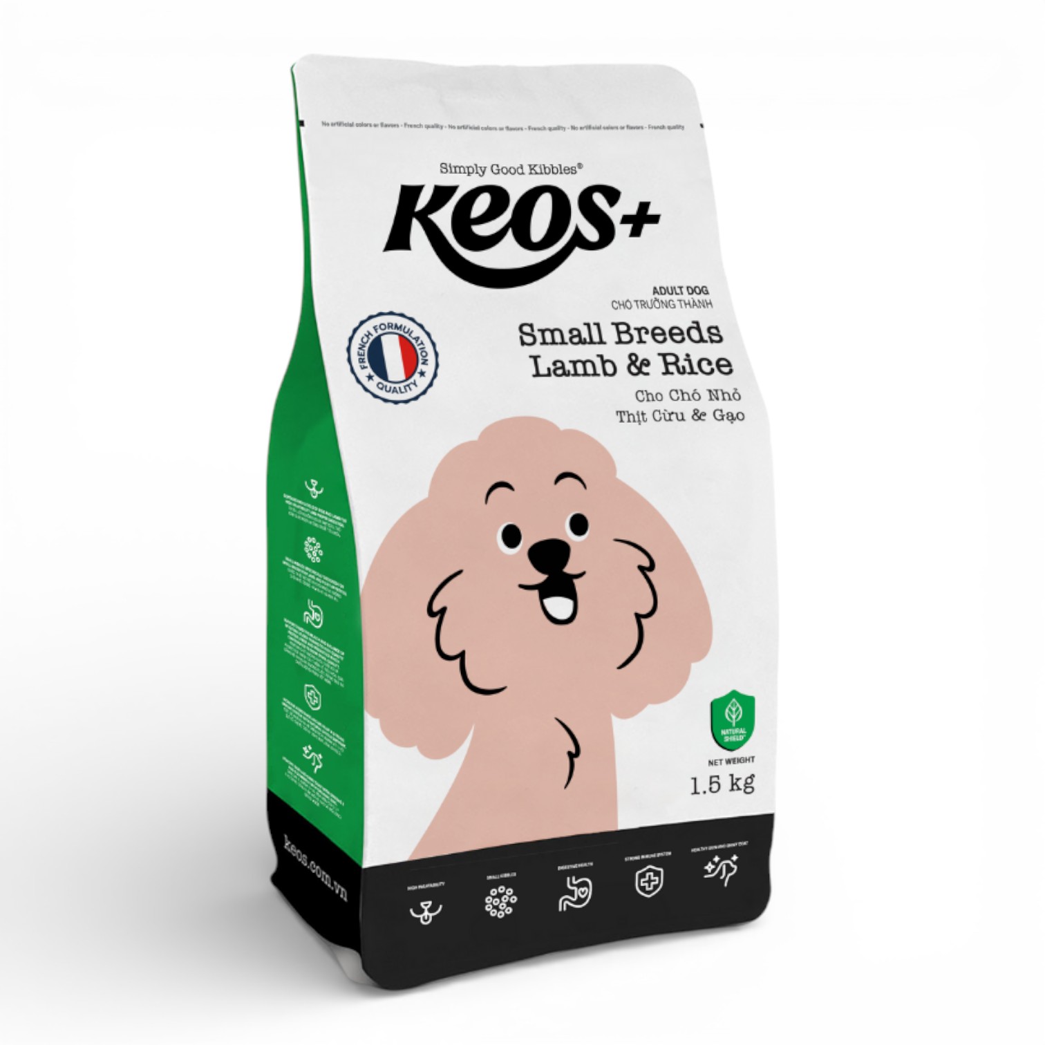 Hạt Keos Cho Cún Trưởng Thành Giống Cún Nhỏ Thịt Cừu & Gạo Bịch 1.5kg