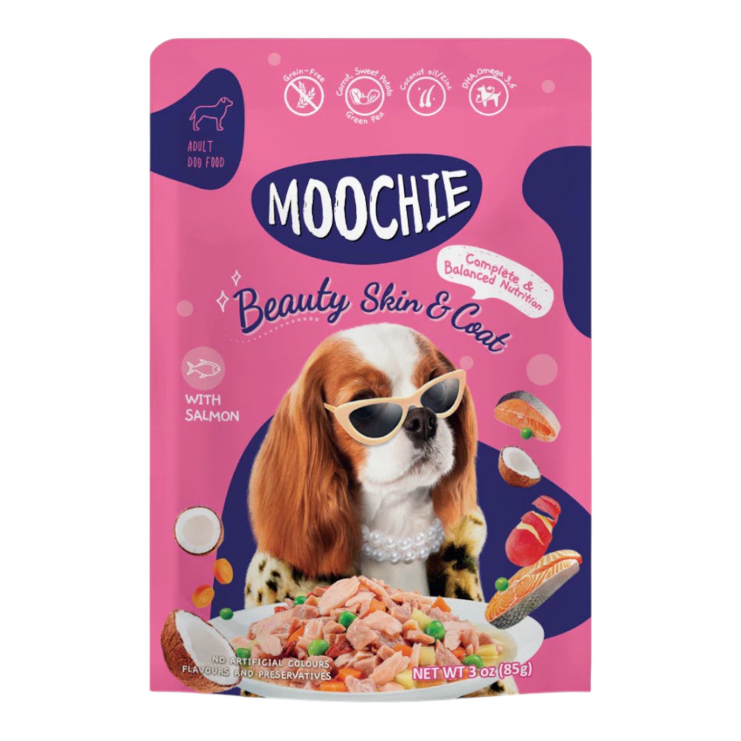 Pate Moochie Cho Cún Vị Gà & Cá Hồi Gói 85g