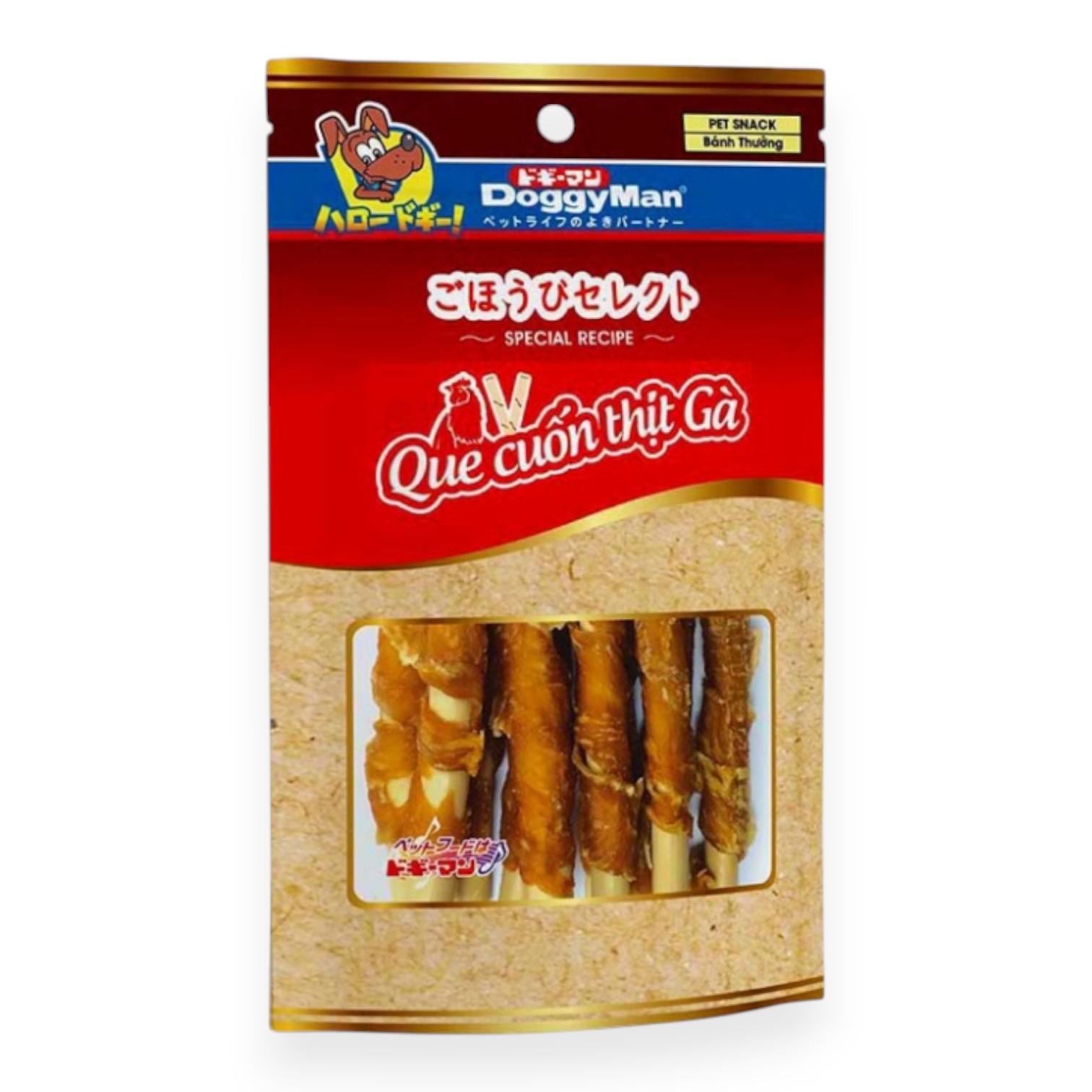 Treats DoggyMan Que Cuốn Thịt Gà Gói 10 cây cho cún