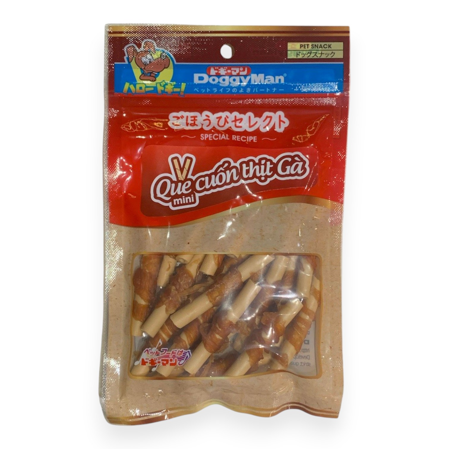 Treats DoggyMan Que Cuốn Thịt Gà - Mini Gói 20 cây cho cún