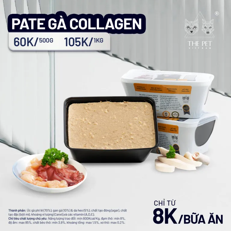 Pate Tươi The Pet Vị Gà Collagen Hộp 500g cho Chó & Mèo