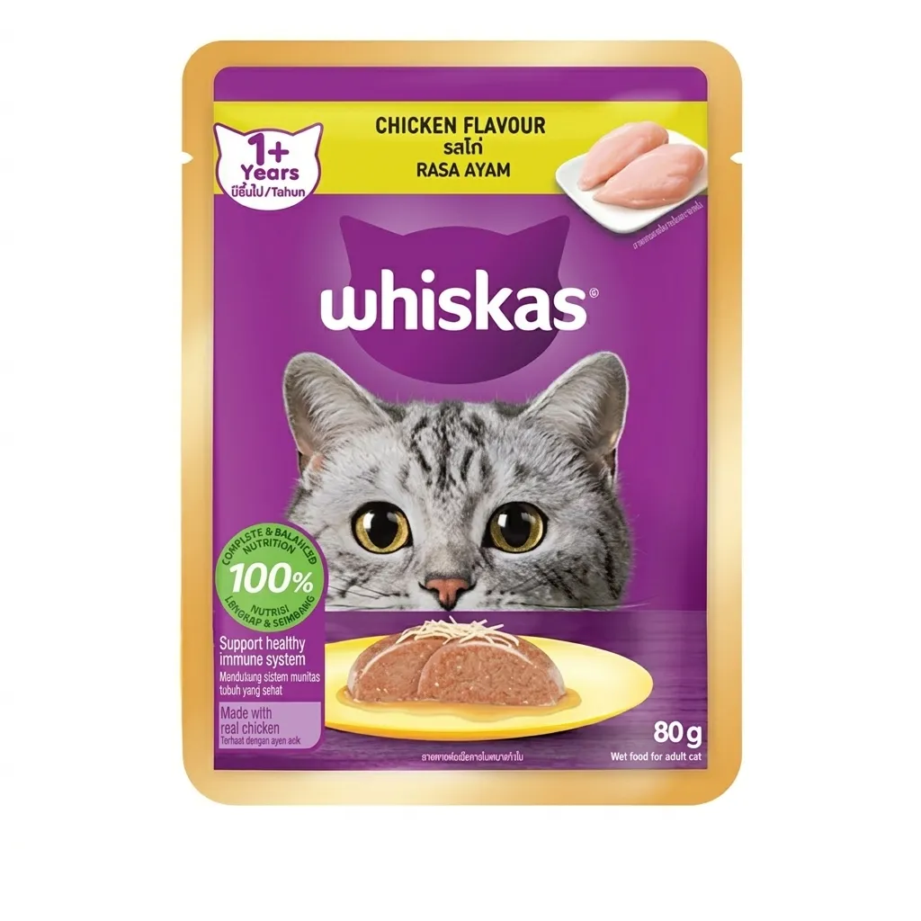 Pate Whiskas Mèo Trưởng Thành - Vị Gà Gói 80g cho Mèo - Adult Chicken