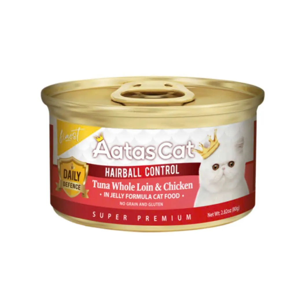 Pate Aatas Daily Cá Ngừ & Gà Dạng Thạch - Giảm Mùi Phân Lon 80g cho Mèo - Fecal Odour Control