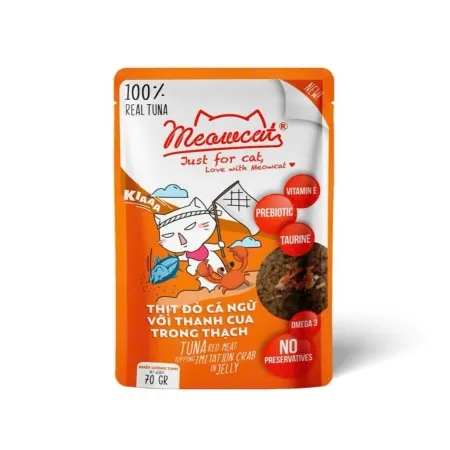 Pate Meowcat Cá Ngừ & Thanh Cua Dạng Thạch Gói 70g cho Mèo