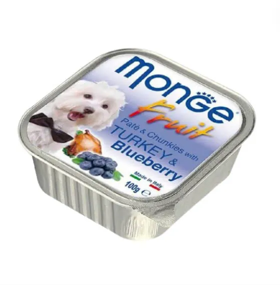 Pate Monge Vị Gà Tây & Việt Quất Khay 100g cho Chó
