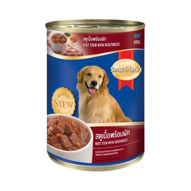 Pate SmartHeart Vị Bò Hầm Rau Củ Lon 400g cho Chó - Beef Stew With Vegetables