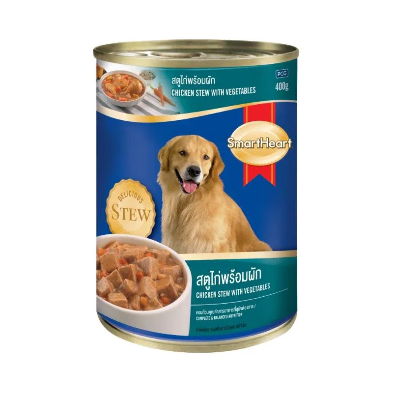 Pate SmartHeart Vị Gà Hầm Rau Củ Lon 400g cho Chó - Chicken Stew With Vegetables