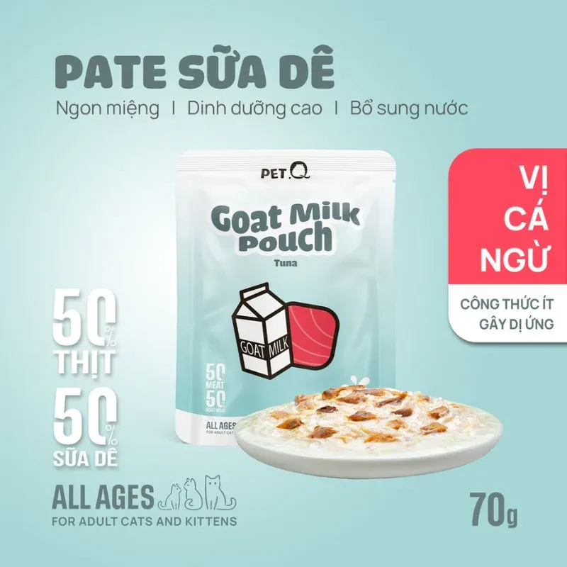 Thức ăn ướt sữa Dê & Cá ngừ - 70g PETQ