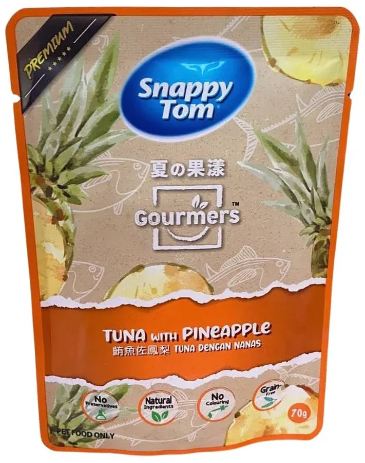 Pate Snappy Tom Gourmers Trái Cây - Cá Ngừ Dứa Gói 70g cho Mèo