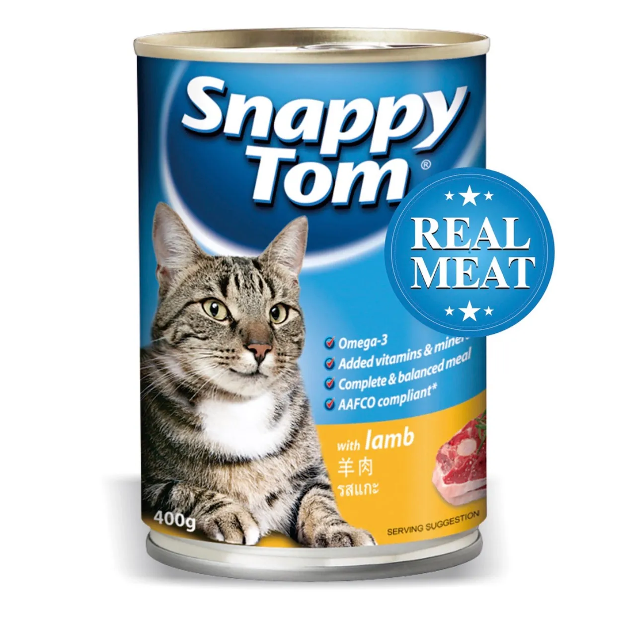 Pate Snappy Tom Real Meat  Vị Thịt Cừu Lon 400g cho Mèo
