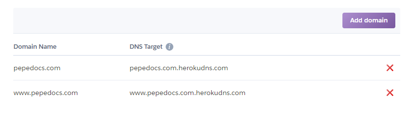 Heroku domain config