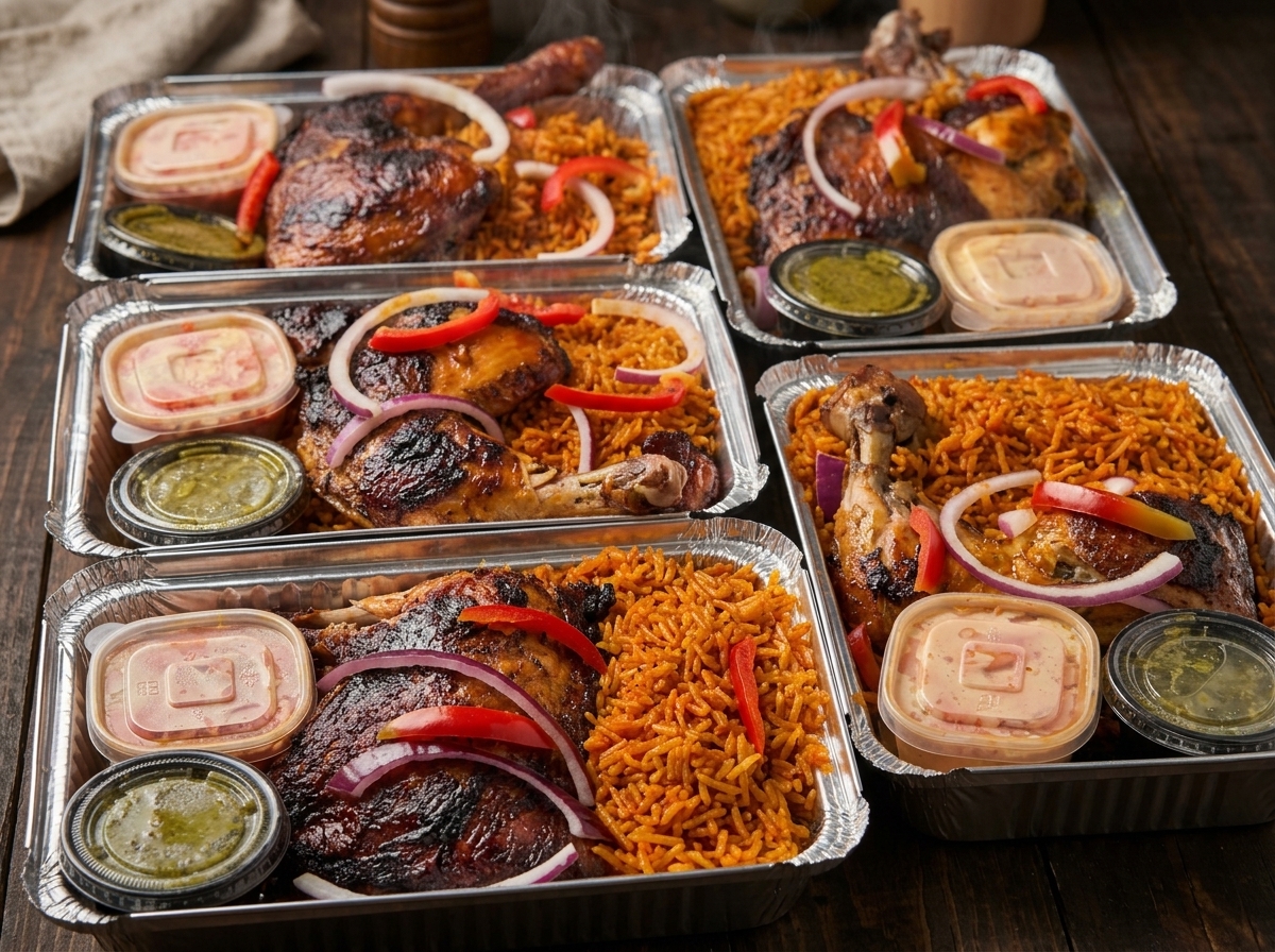 Jollof with Grilled Chicken at Pepper & Co