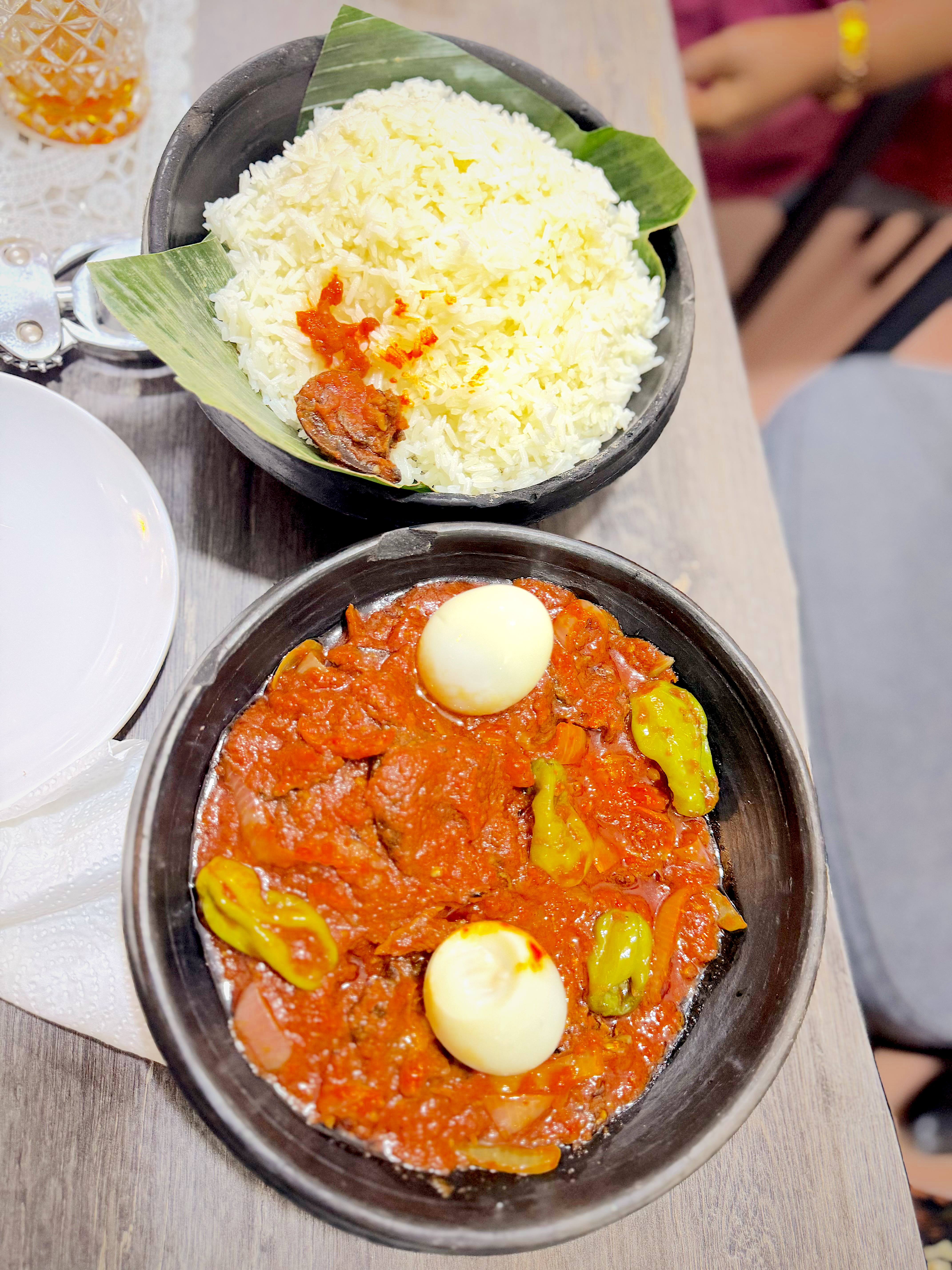 Plain Rice with Goat Stew at Pepper & Co