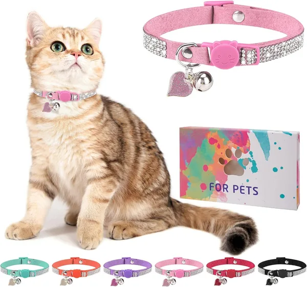 COLLAR GATO DIAMANTE COLORES CHICO