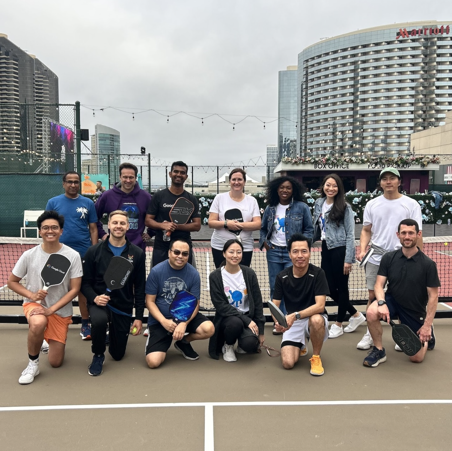 Image of Pathik playing pickleball with friends