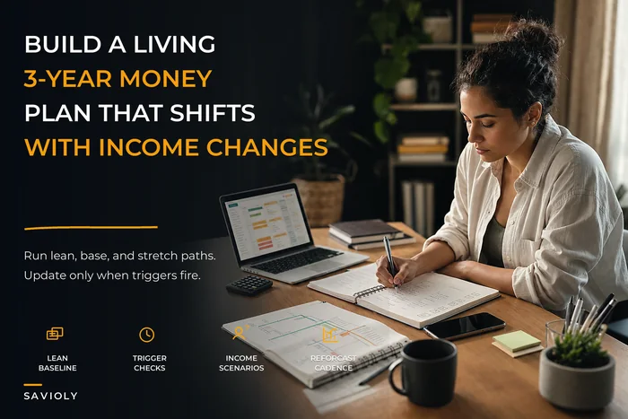 A multi-year living-plan for uncertain incomes: lean/base/stretch scenarios with trigger-based rules