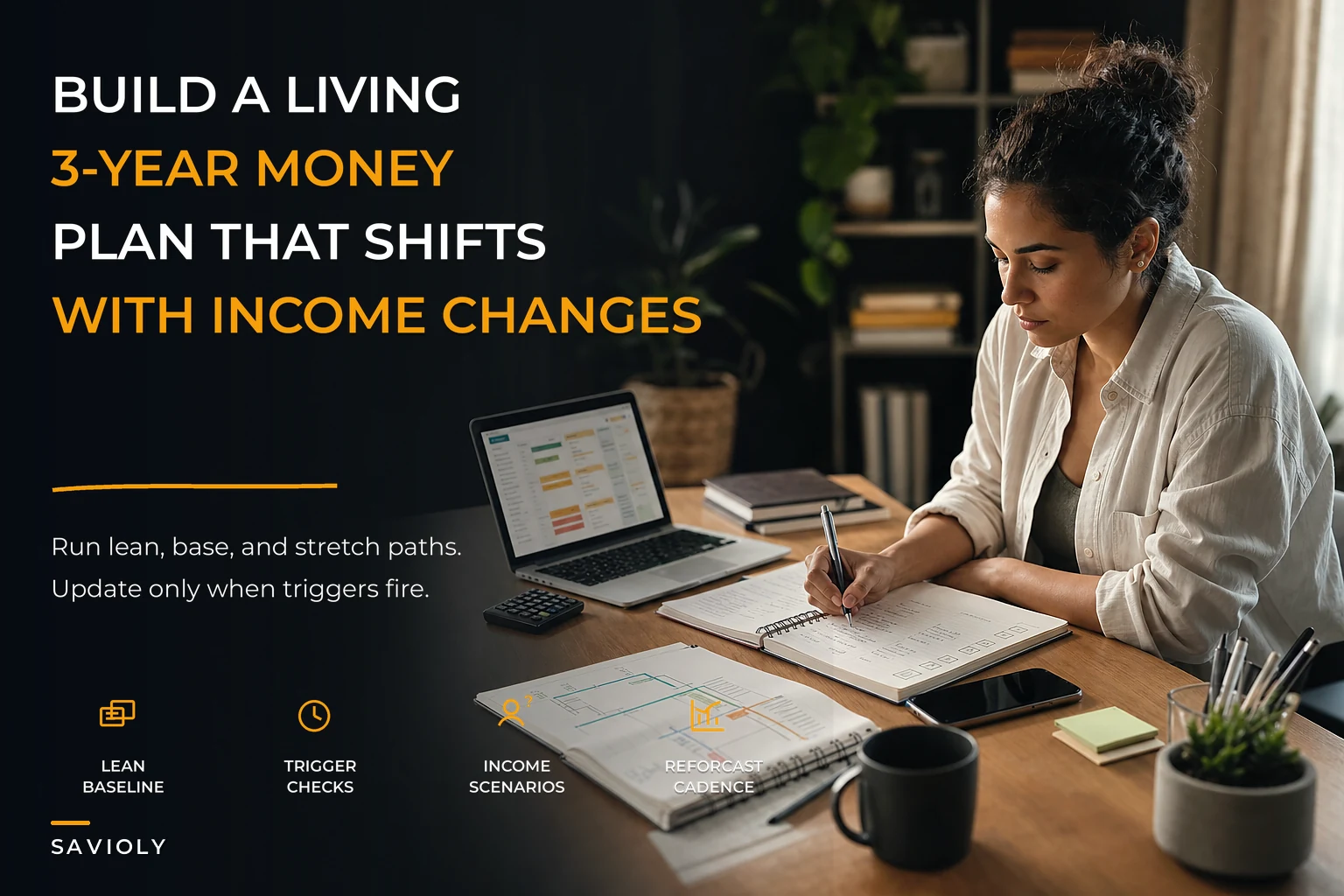 A multi-year living-plan for uncertain incomes: lean/base/stretch scenarios with trigger-based rules