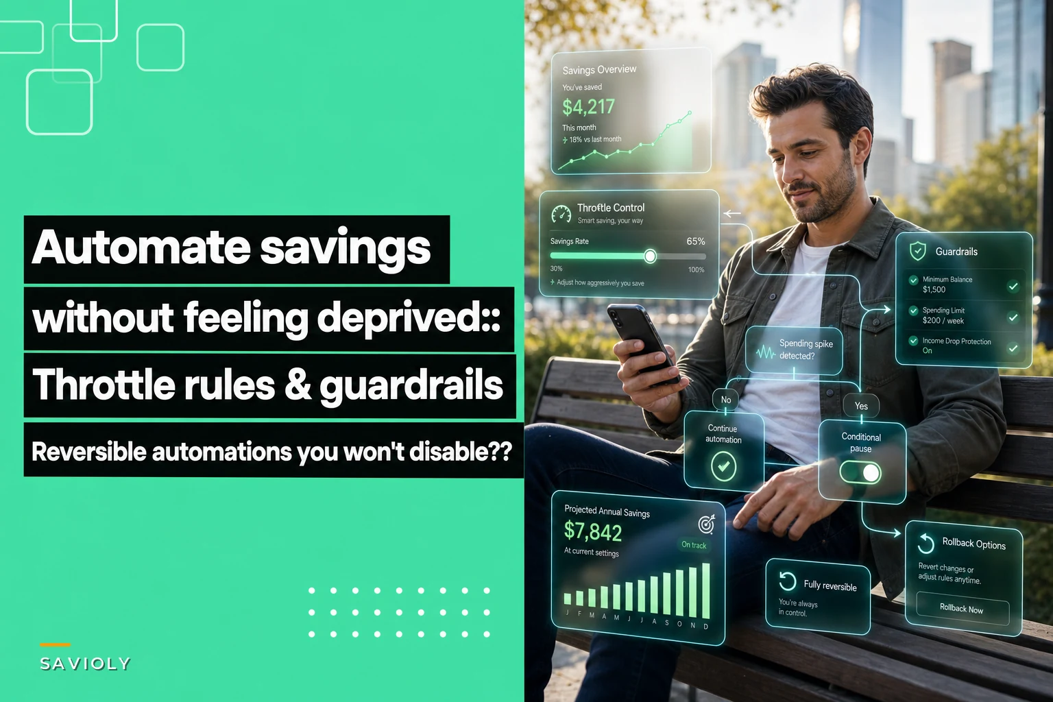 Automate savings without feeling deprived: throttle rules, guardrails, and reversible automations you won't disable