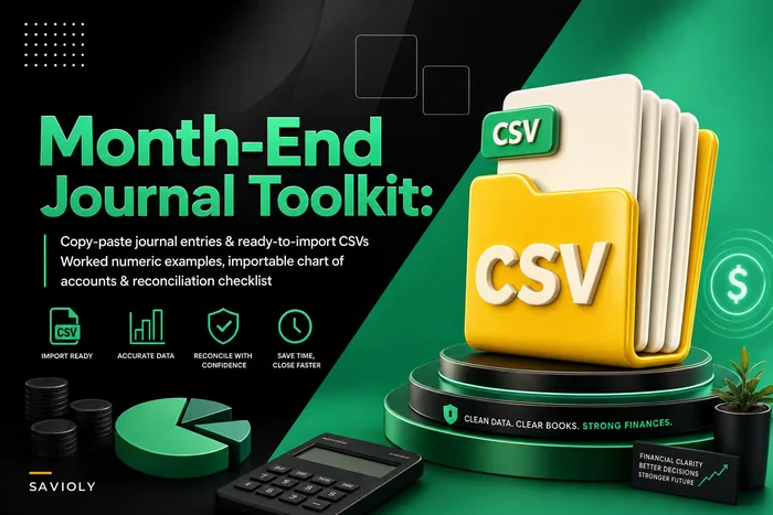 Month‑End Journal Entries & CSV/Spreadsheet Templates for Side‑Hustles: Worked Examples for Tax Provisions, Owner Draws, Merchant Fees, Accruals and Refunds