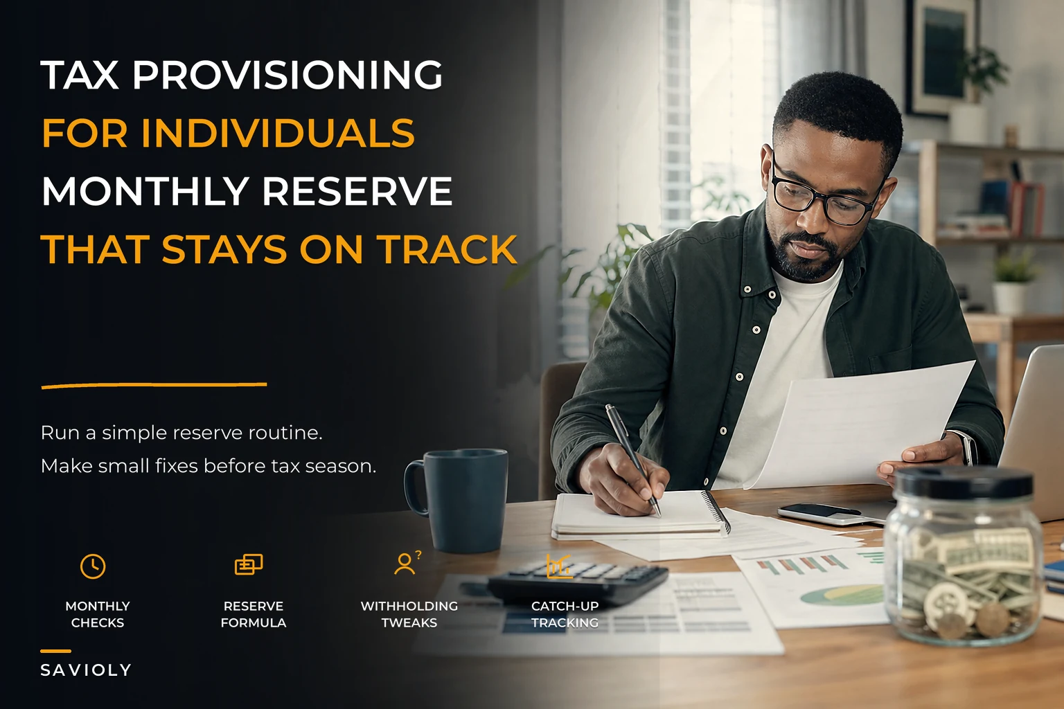Tax provisioning for individuals: a runnable reserve formula, monthly checks, and simple withholding tweaks