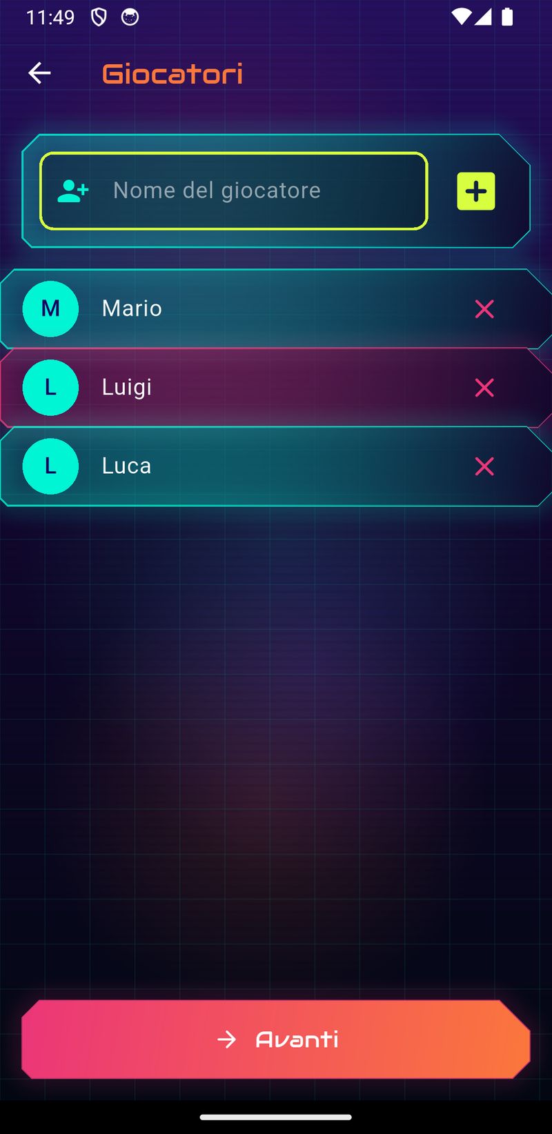 Player setup and custom penalties in Rulurp 1