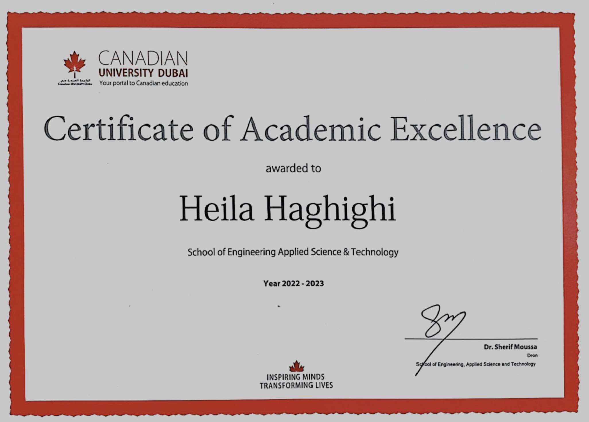 Certificate of Academic Excellence