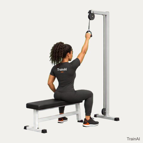 Seated single-arm cable pulldown · TrainAI