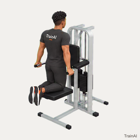 Kneeling machine-assisted triceps dip · TrainAI