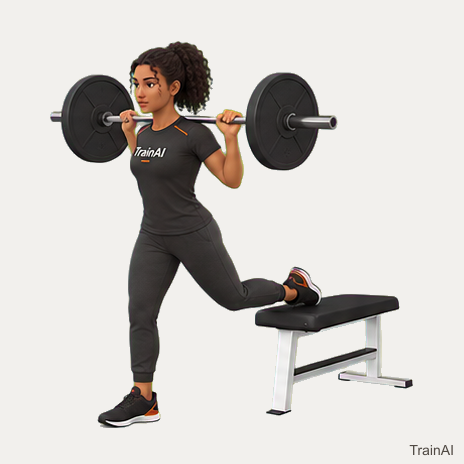 Barbell rear-foot-elevated split squat · TrainAI