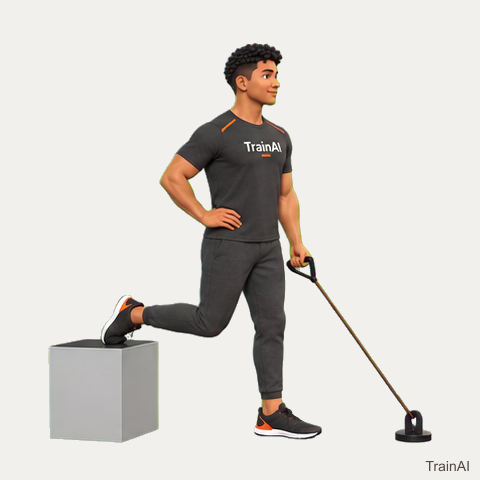 Single-hand band rear-foot-elevated split squat · TrainAI