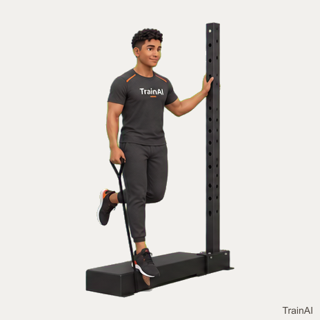 Single-leg band reverse calf raise · TrainAI
