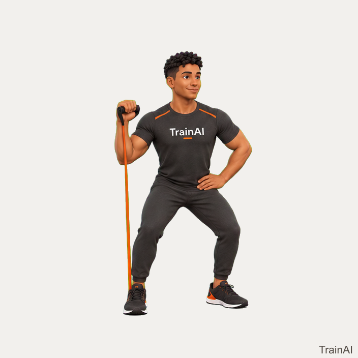 Single-arm band twisting overhead press · TrainAI