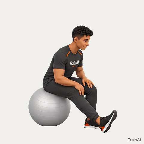 Seated stability-ball hamstring stretch · TrainAI