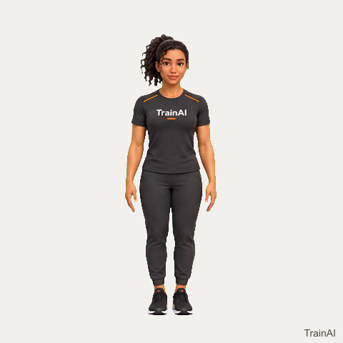 Astride jumps with shoulder-height arms · TrainAI