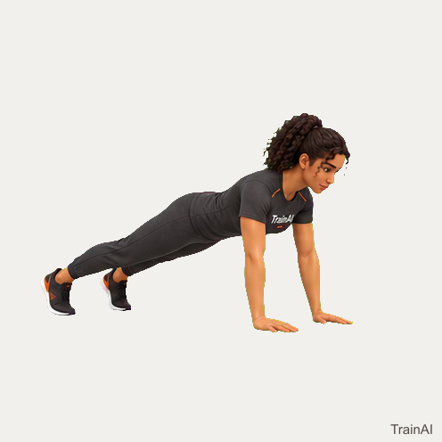 High plank with opposite arm and leg reach · TrainAI