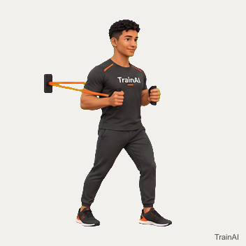 Standing band chest press · TrainAI