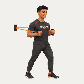 Standing band chest press · TrainAI