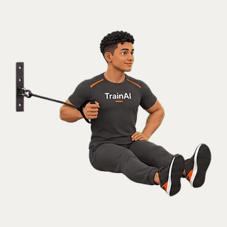 Floor-seated single-arm rotating band chest press · TrainAI