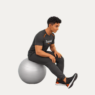 Seated stability-ball hamstring stretch · TrainAI