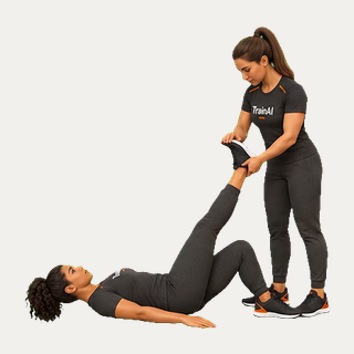 Partner-assisted supine calf stretch · TrainAI