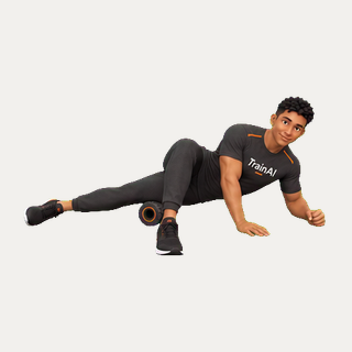 Supported outer-thigh foam roll · TrainAI