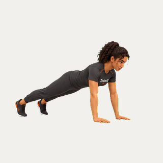 High plank with opposite arm and leg reach · TrainAI
