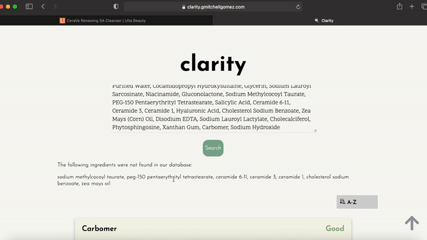 You can sort the cards alphabetically, reverse alphabetically, by rating from best to worst, and worst to best.