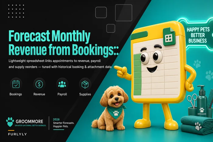 Forecast Monthly Revenue from Bookings: A Lightweight Spreadsheet to Link Appointments, Payroll and Supply Reorders