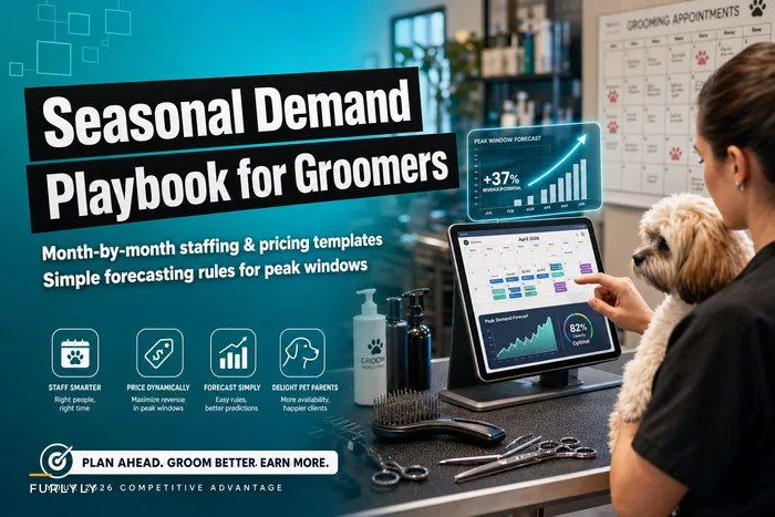 Seasonal Demand Playbook for Groomers: Staffing Templates, Simple Forecasts and Dynamic Pricing Rules