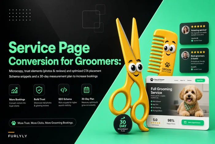 Service Page Conversion for Groomers: Microcopy, Trust Elements and Booking CTA Placement That Converts Visitors into Bookings