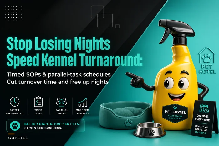 Don't lose nights to slow cleaning: timed parallel-task SOPs to cut kennel turnaround