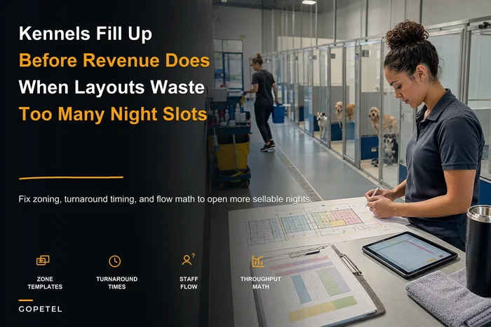 Kennel capacity bottlenecks costing nights? Zoning, layout and turnaround templates to boost throughput