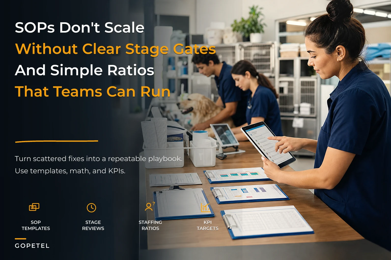 Modular operations playbook to scale a pet hotel: SOP templates, staffing ratios & KPIs